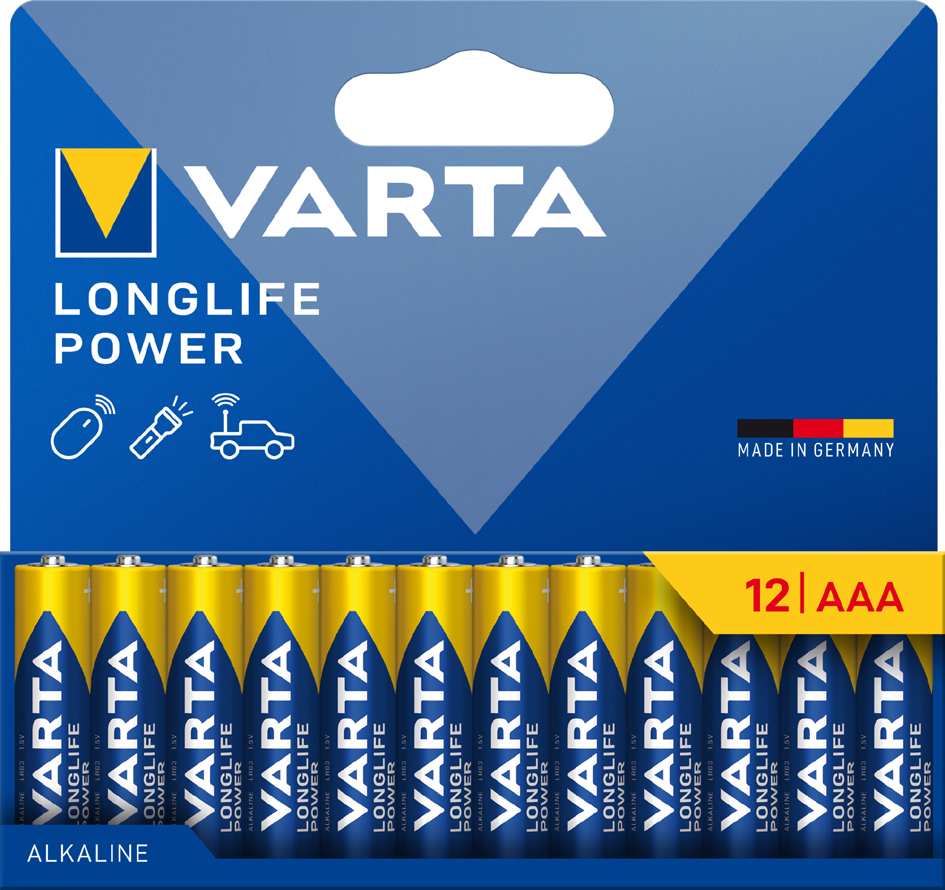 VARTA Pile alcaline 'LONGLIFE POWER', Micro AAA, pack de 12