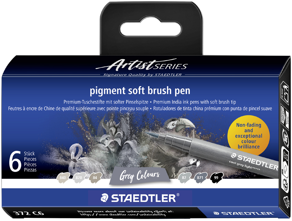 STAEDTLER Feutre pigment soft brush pen 'Grey Colours'
