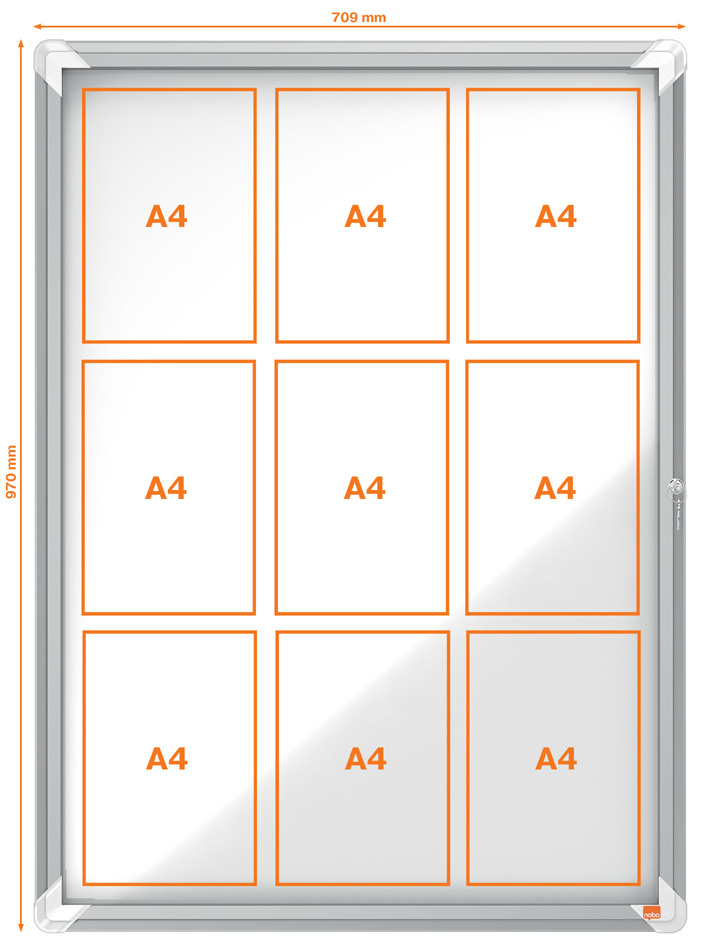 nobo Vitrine d'affichage Premium Plus, fond en métal, 9x A4