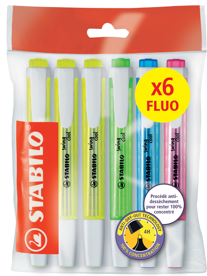 STABILO Surligneur swing cool FLUO, Ecopack de 6