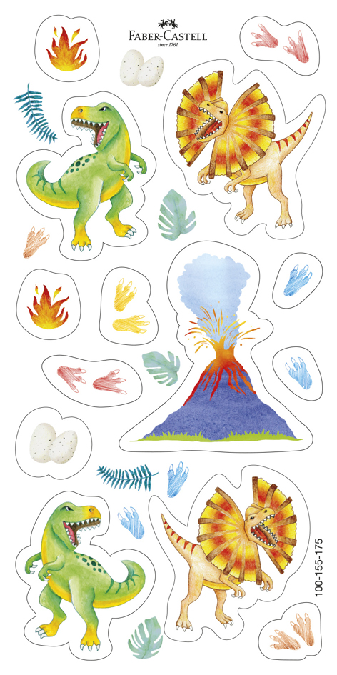 Visuel de référence : montre la planche d'autocollants Dino