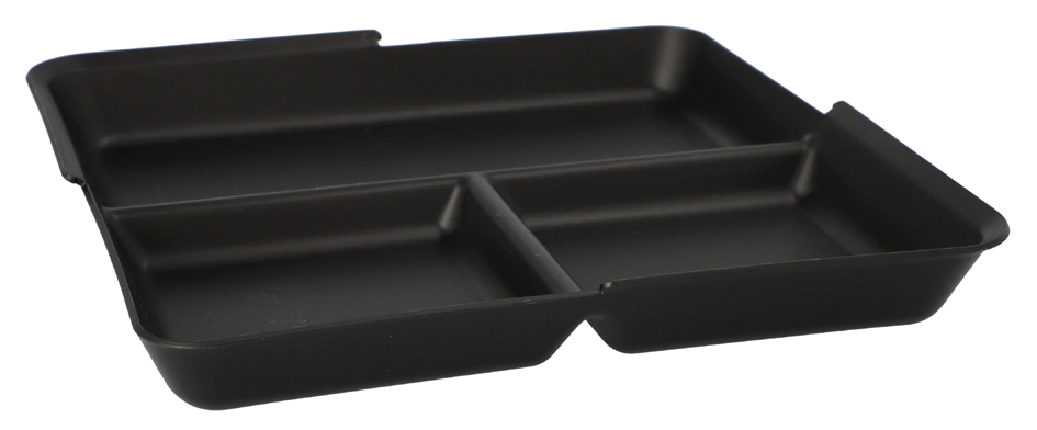 PAPSTAR Barquette Circulware, carré, 3 compartiments, noir