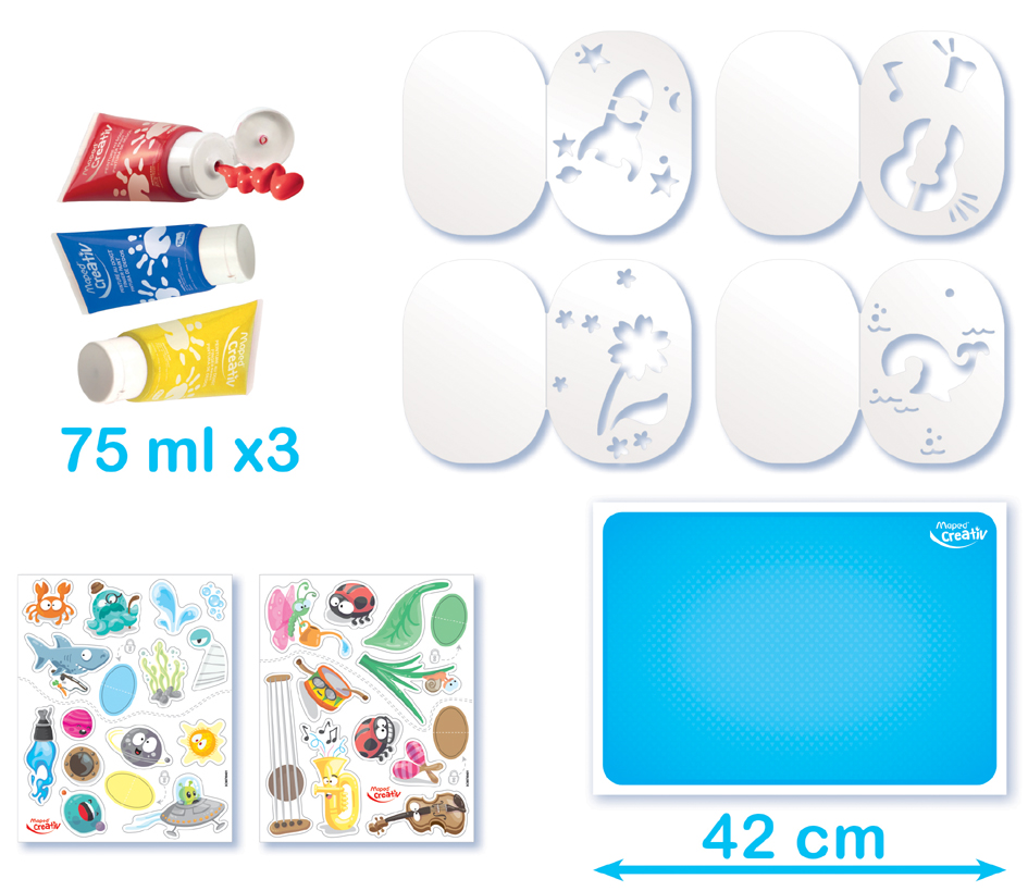 my first Kit de gouache aux doigts, contenu