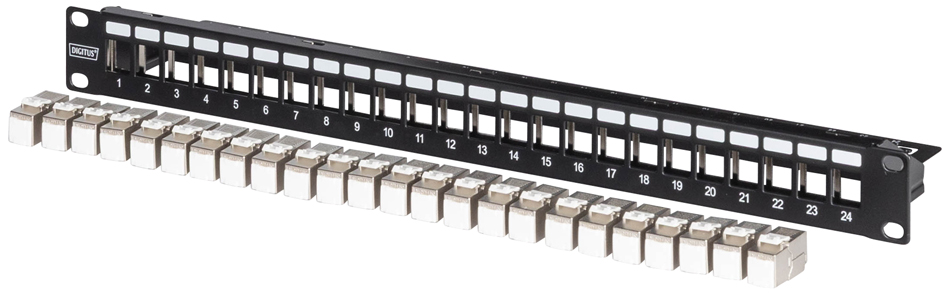 DIGITUS Panneau de brassage modulaire 19', 24 ports, garni