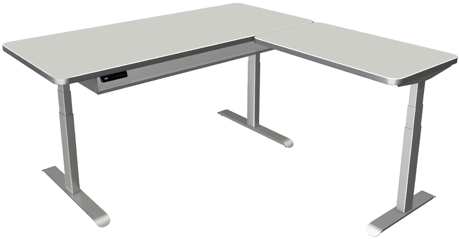 Visuel de référence : Table de bureau assis-debout "Move 4 Premium" avec élément d'angle, gris clair