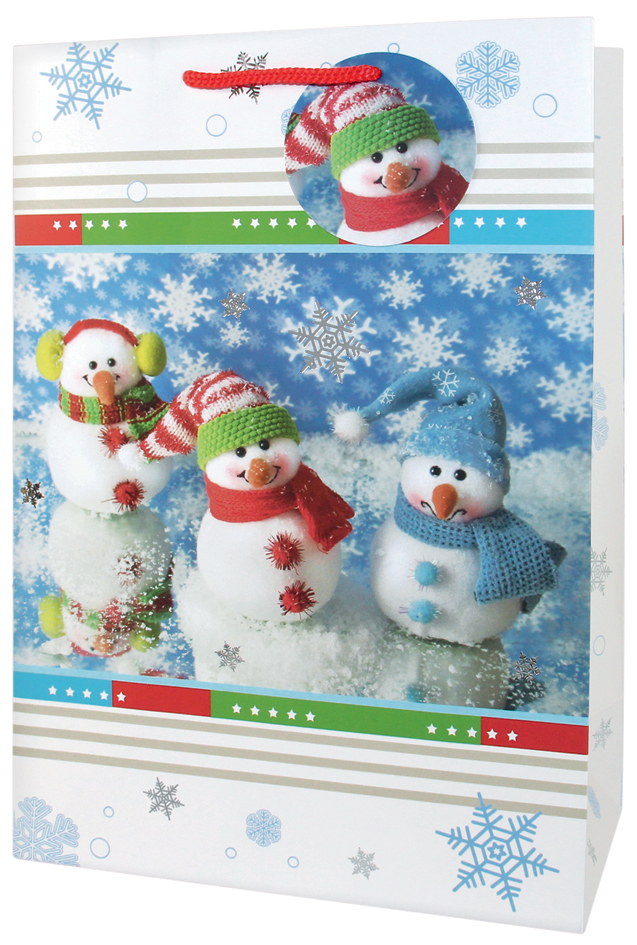 CACTUS Sac cadeau de Noël '3 bonshommes de neige', grand
