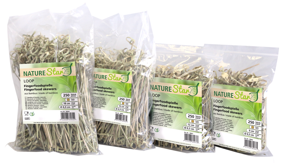 Pique apéritif LOOP NATURE Star, dans un sachet en plastique