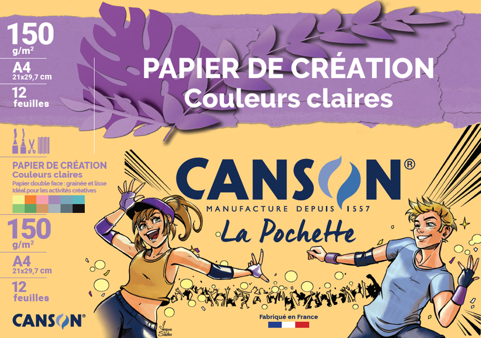 CANSON Papier de création, A4, 150 g/m2, couleurs claires