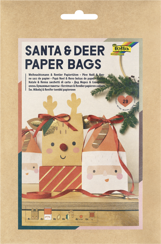folia Kit pochettes-cadeaux de Noël 'Santa & Deer'