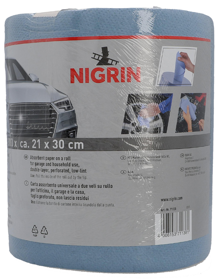 NIGRIN Rouleau de papier nettoyant, 2 couches, bleu