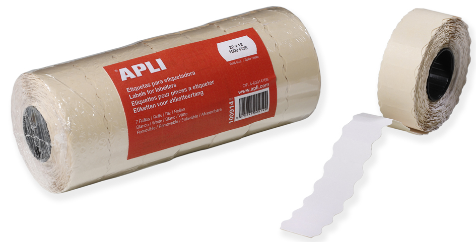 APLI Etiquette pour pince à étiqueter, 22 x 12 mm, blanc