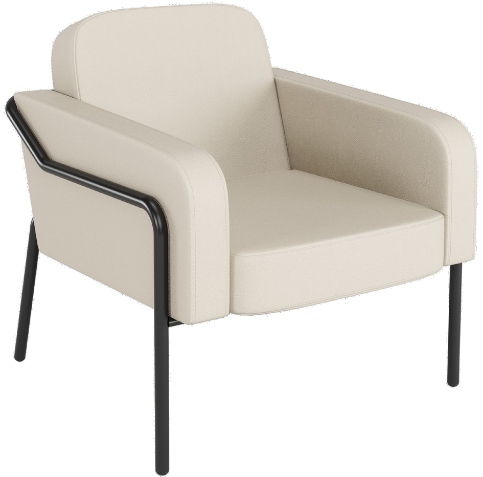 PAPERFLOW Fauteuil visiteur MEDSO RUND L, simili-cuir, crème