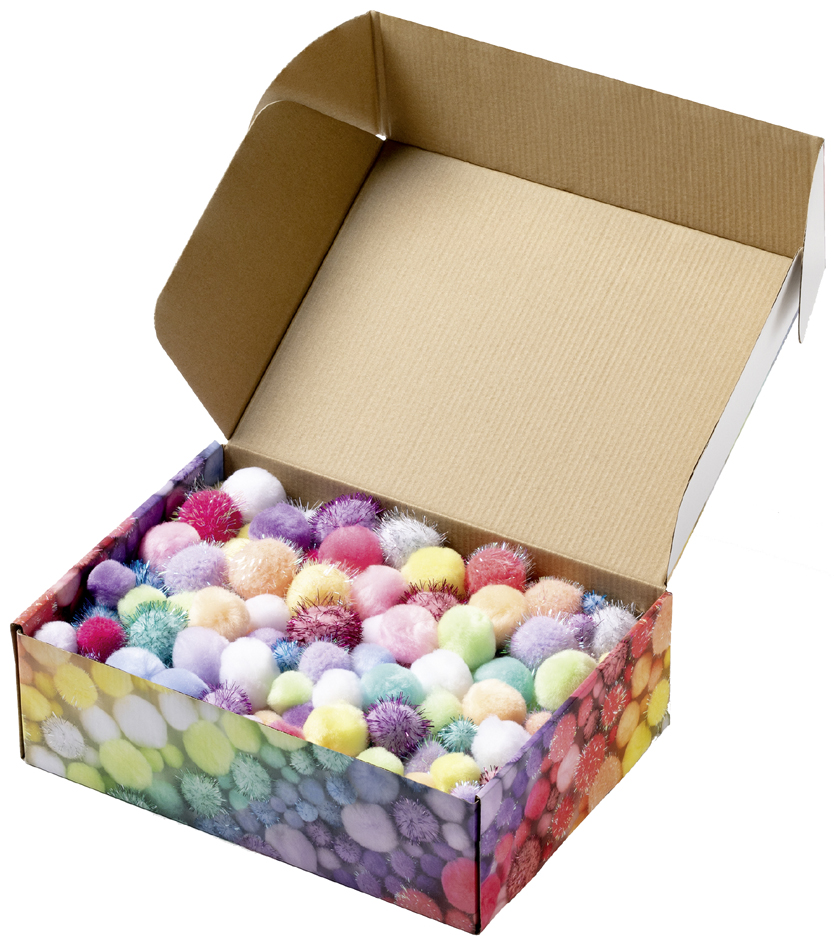 Mélange de pompons PASTEL Jumbobox, ouvert