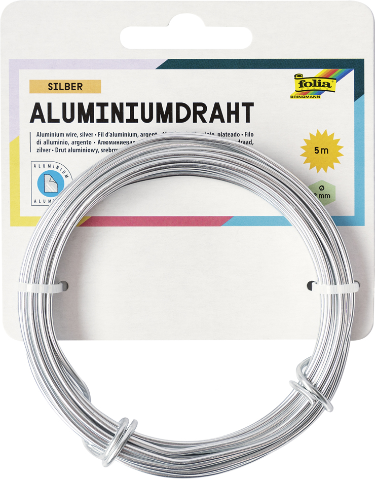 folia Fil de bricolage en aluminium, 2 mm x 5 m, argent