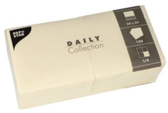 PAPSTAR Serviette cocktail, 240 x 240 mm, 3 couches, crème