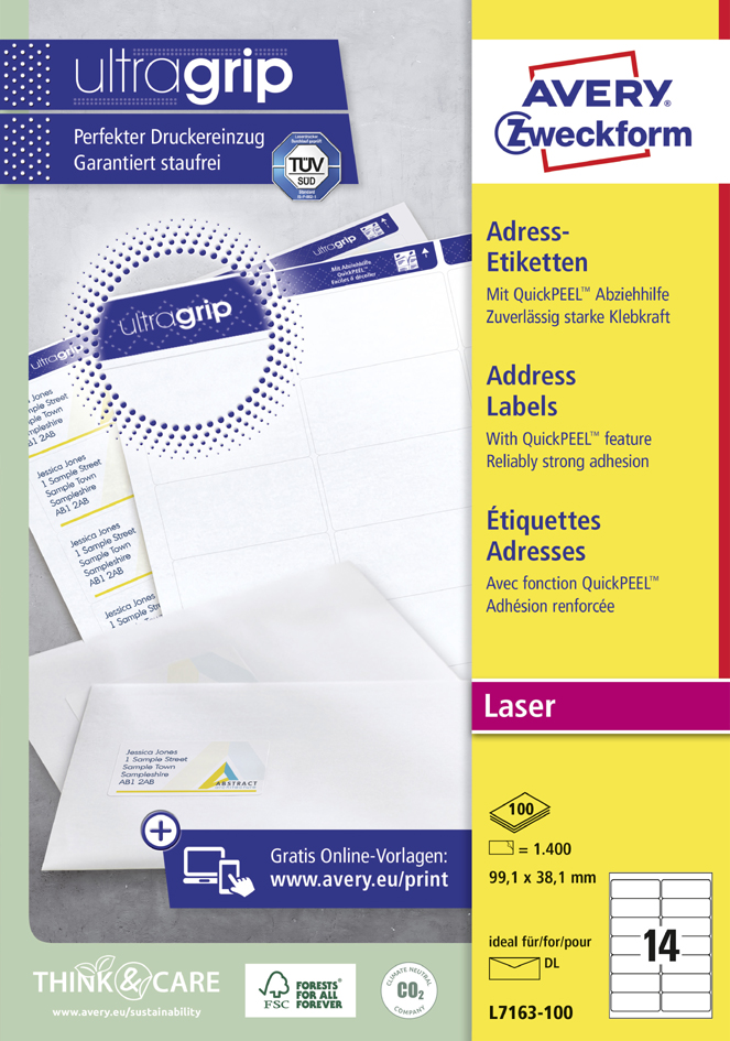 Visuel de référence: étiquette blanche d'adresse