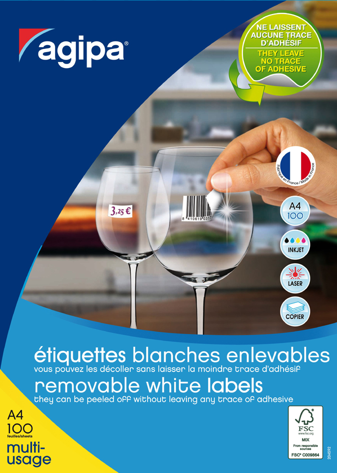 Etiquettes, blanc, enlevable