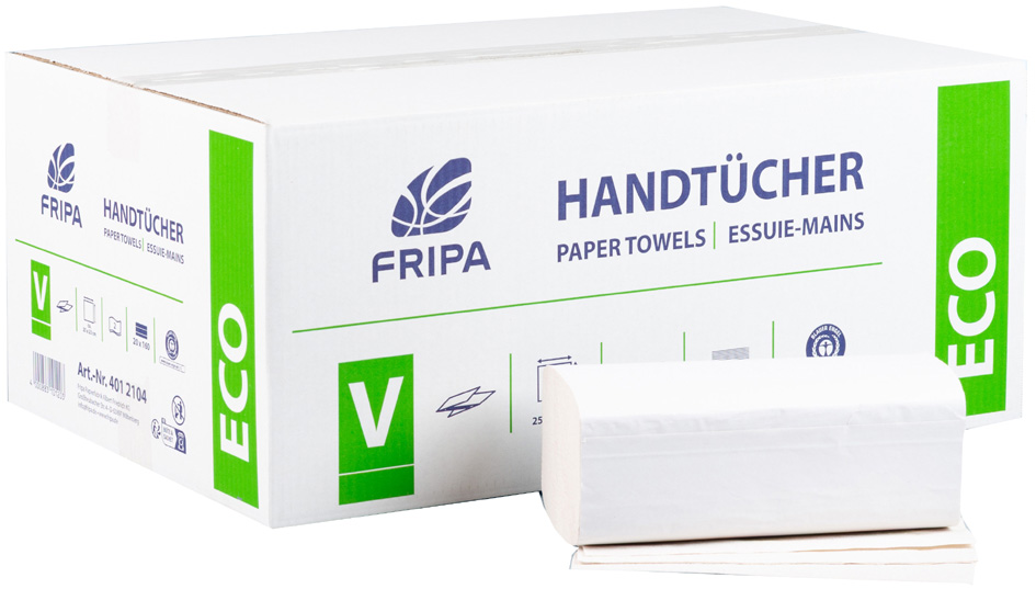 Fripa Essuie-mains ECO, 250 x 230 mm, pli en V, blanc