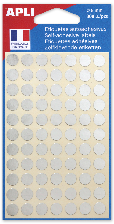 APLI Pastille de signalisation, diamètre: 8 mm, argent