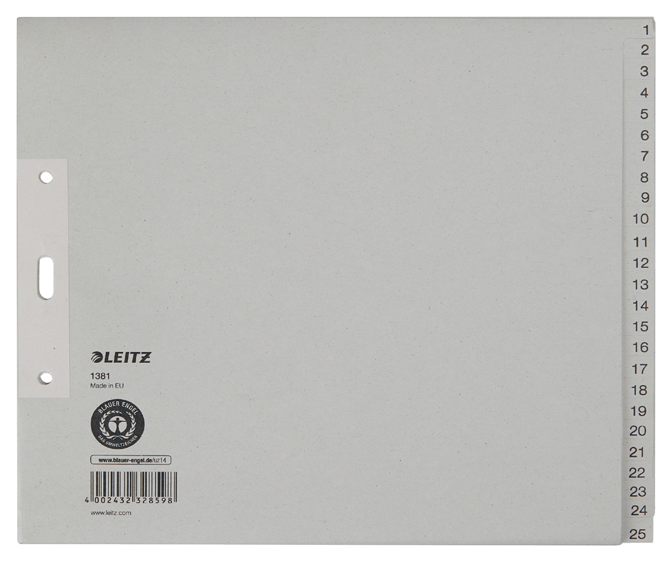 LEITZ Intercalaires en papier naturel, numéroté, A4+, 1-25