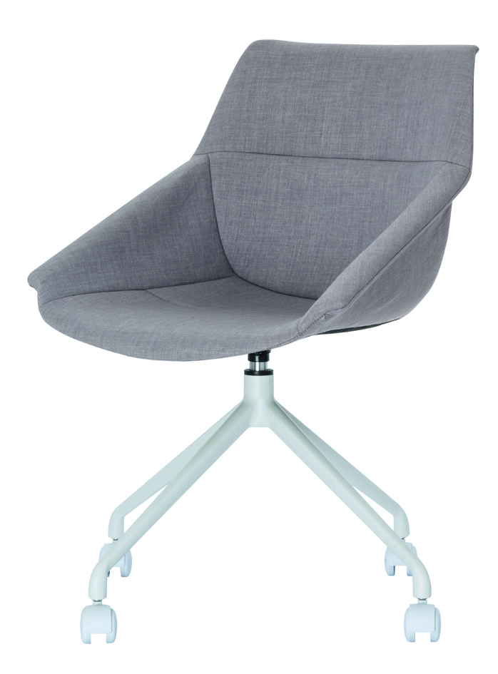 PAPERFLOW Chaise visiteur LUGE, set de 2, blanc / gris