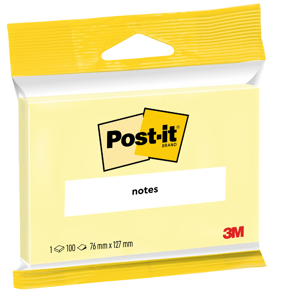 Post-it Bloc-note adhésif, 76 x 127 mm, jaune, blister