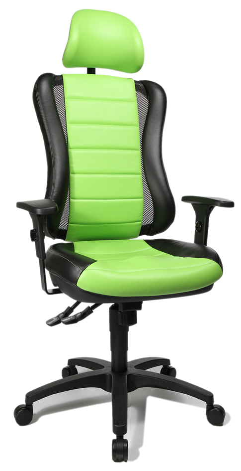 Fauteuil de bureau "Head Point RS", noir/vert avec un accoudoir optionnel type P4