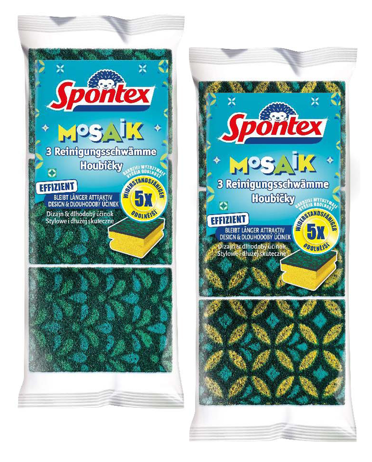 Spontex Éponge Mosaik, pack de 3, assorti