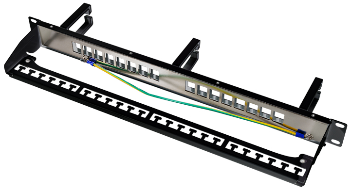 LogiLink Panneau de brassage Keystone 19', 16 ports, blindé