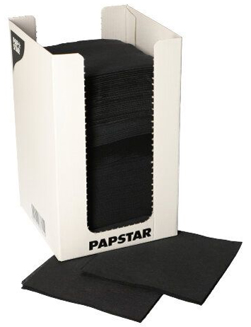 PAPSTAR Serviette cocktail 'PUNTO', 200 x 200 mm, noir