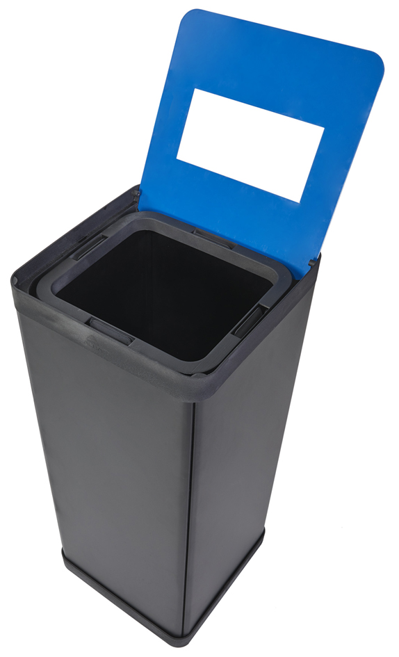 Poubelle de tri sélectif, bleu - ouvert