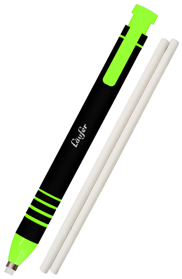 Läufer Stylo-gomme en plastique, 2 gommes de rechange, vert