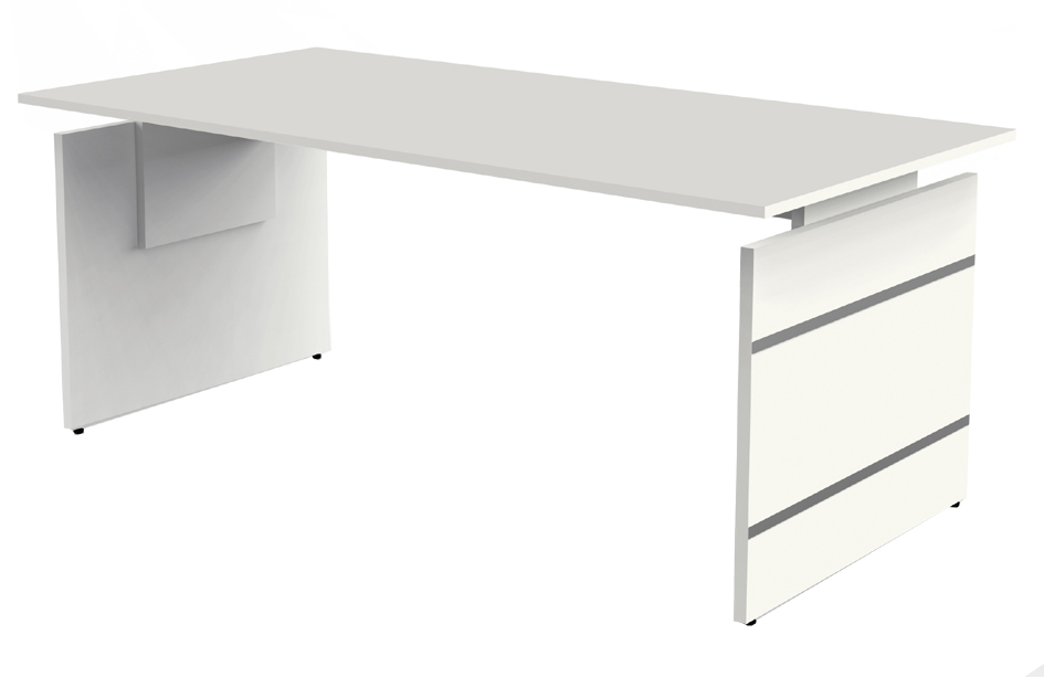 Visuel de référence: bureau avec piètement panneau "Form 4", blanc