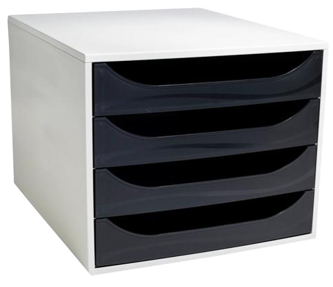EXACOMPTA Module de classement ECOBOX, 4 tiroirs, noir/gris