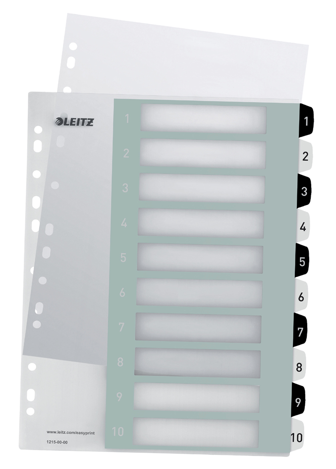 LEITZ Intercalaires en plastique WOW, numéroté, 1-10