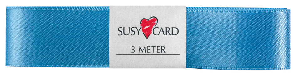 SUSY CARD Ruban cadeau 'double satin', 25 mm x 3 m, bleu