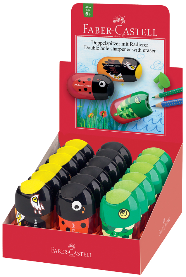 FABER-CASTELL Taille-crayon double 'animaux', présentoir