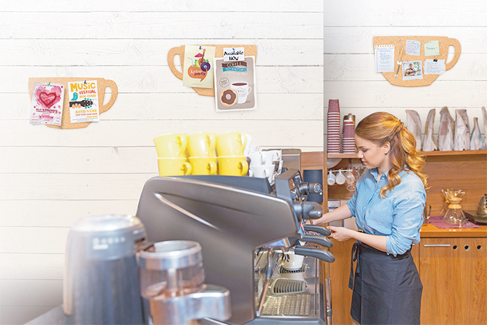 Visuel de référence: utilisation du tableau mural en liège SILHOUETTE "Tasse"