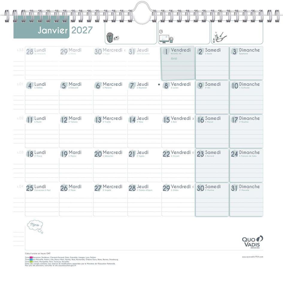 Calendrier FAMILY PLANNER MENSUEL, ouvert