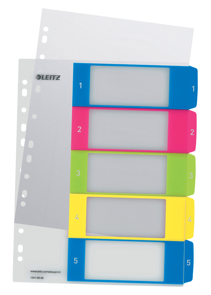 LEITZ Intercalaires en plastique WOW, numéroté, A4, 1-5