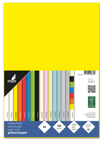 kangaro Papier multifonction, A4, 160 g/m2, jaune