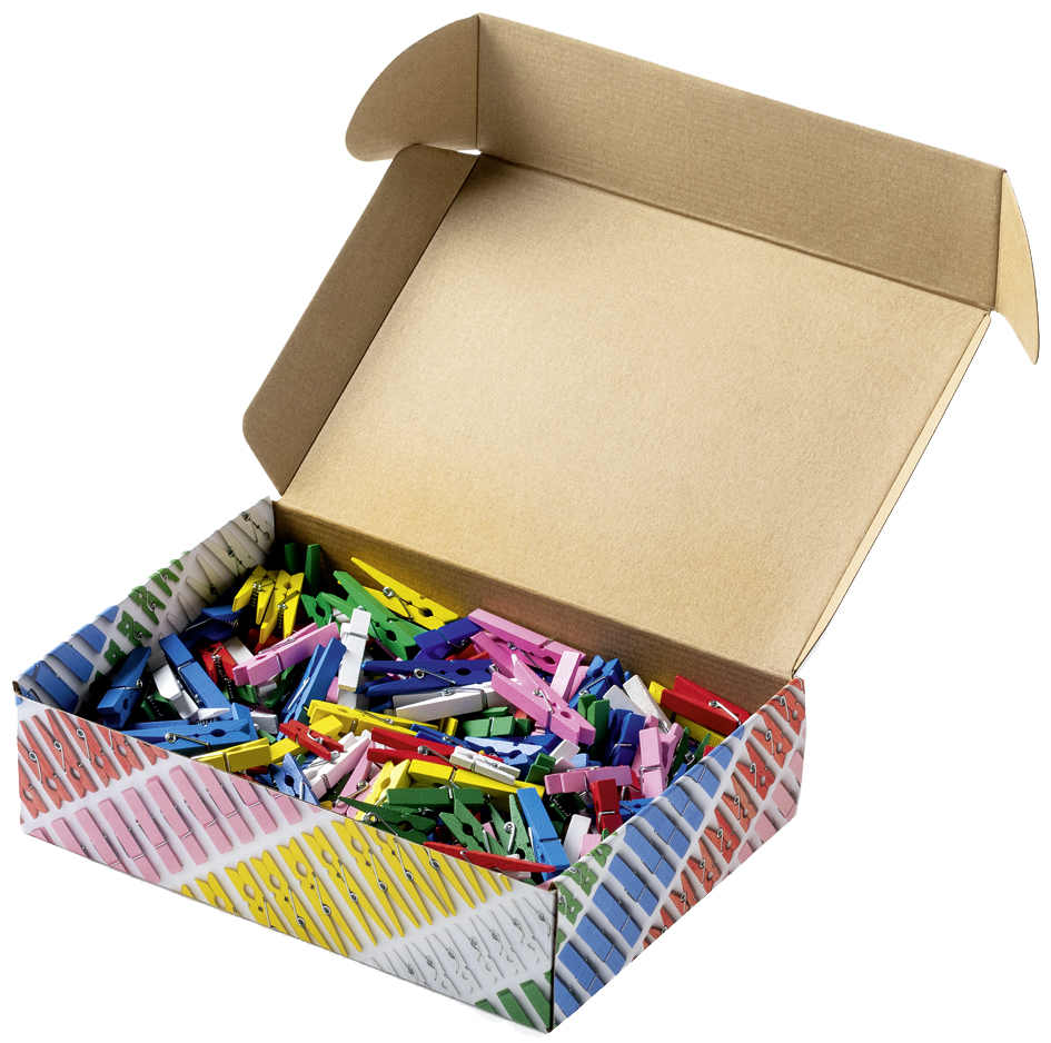 Mélange de pinces en bois BASIC Jumbobox, ouvert