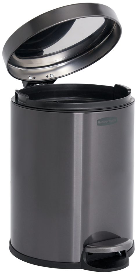 Poubelle à pédale, ronde, 6 litres, gris foncé