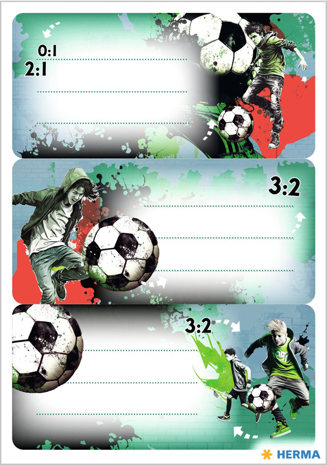 HERMA Etiquettes pour livres 'football', scintillant motif sport 76 x 35 mm multicolore 6 2