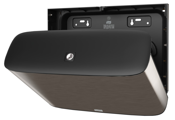 Distributeur de papier toilette en acier inoxydable "Mini Jumbo", ouvert