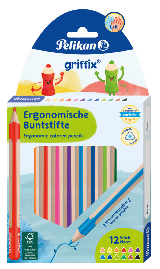 Pelikan Crayon de couleur triangulaire griffix, étui de 12
