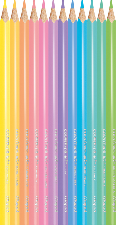 Crayons de couleur triangulaires COLOR'PEPS Pastel, couleurs