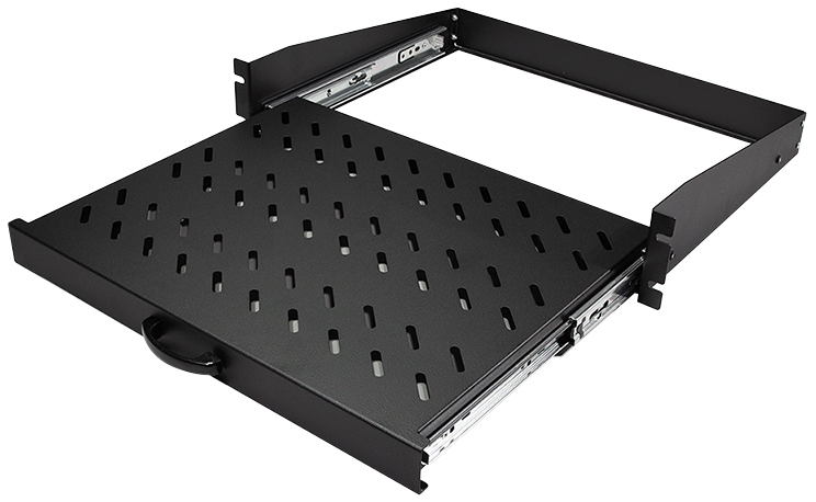 LogiLink Étagère 19' avec poignée, 2 U, coulissant, noir