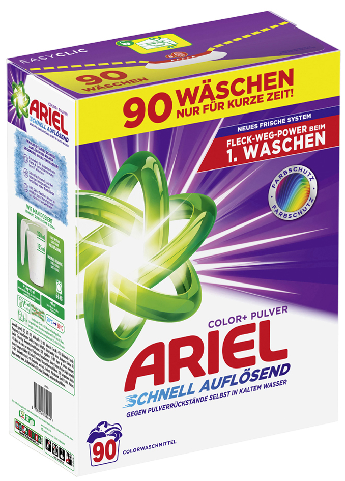 ARIEL Lessive en poudre Color+, 4,95 kg - 90 lavages
