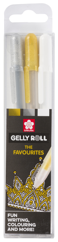SAKURA Stylo roller encre gel Gelly Roll 'Or-Argent-Blanc'